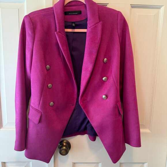 Skirt Suit Set Deep Fuchsia Suede Jacket & Skirt - Picture 6 of 10